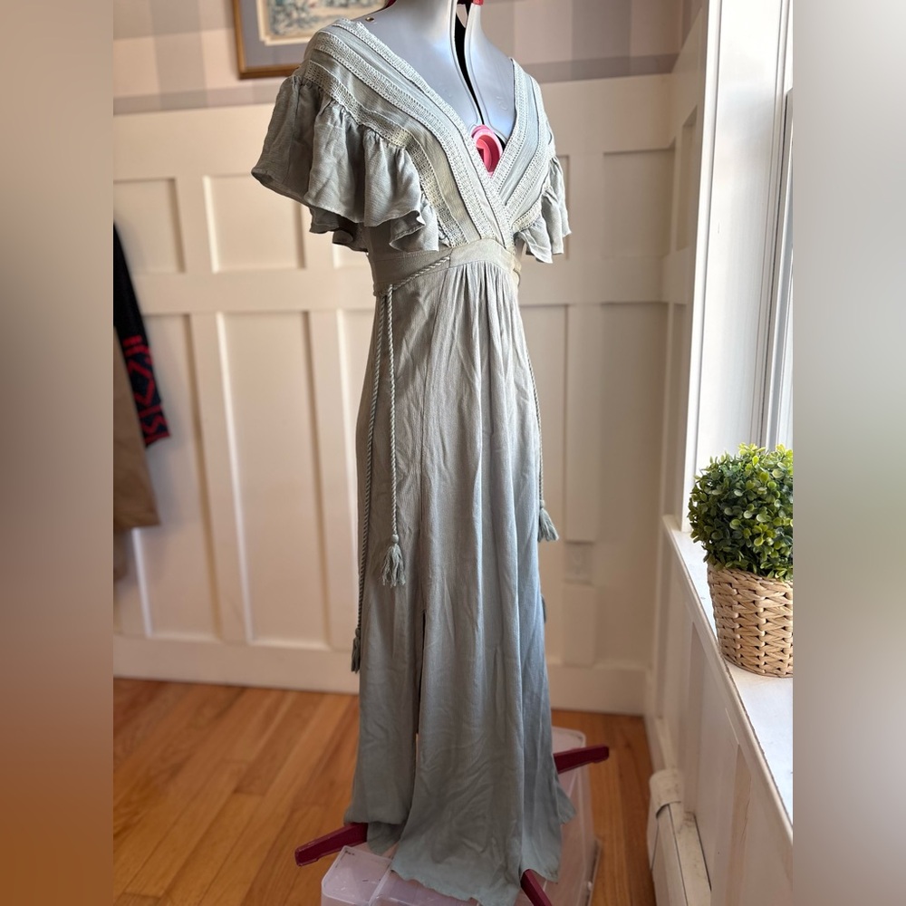Baltic Born Sage Green Maxi Dress with Tassel Detail XL